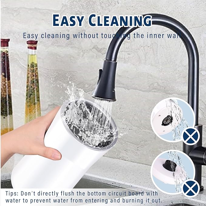 Huogary Milk Forther Simple Milk Frother and Steamer 2-in-1 Milk Steamer with Hot Milk Foam and Hot Milk for Latte, Macchiato, Cappuccinos, White （Medium）