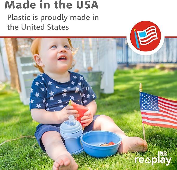 Re-Play 12 Oz. Toddler Bowls for Snack and Everyday Dining - Dishwasher and Microwave Safe - Made in USA - Set of 3-5.75" x 5.75" x 2" - Blossom