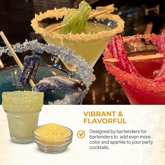 Snowy River Gold, Cocktail & Margarita Sugar Rimmer - Vibrant Color Glass Rimming Sugar with Medium Crystal Texture - 80oz