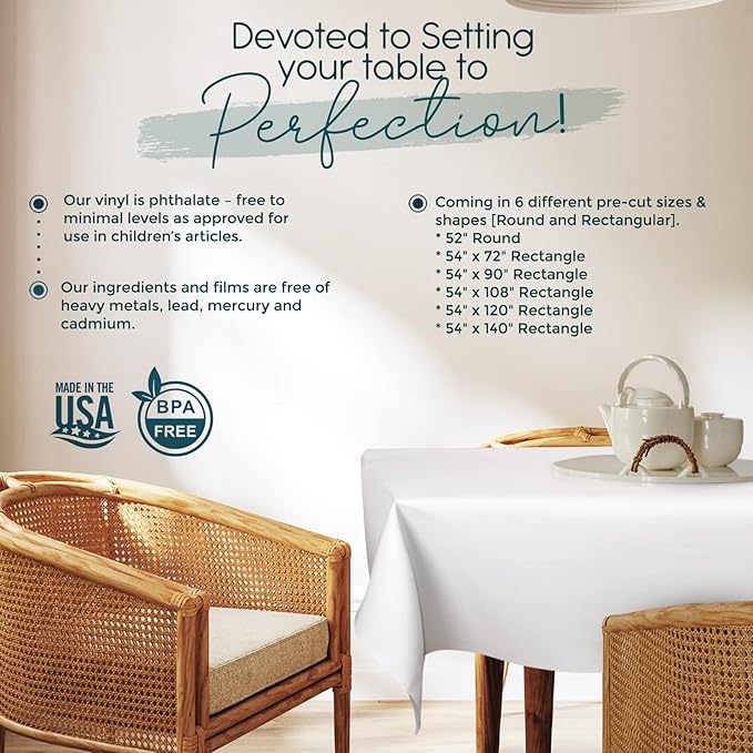 Quality Table Pad Protector, Superior Protection from Spills, Scratches & Heat - Reusable Vinyl Table Cloth with Cushion Flannel Backing (120" L x 54" W)