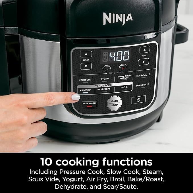 Ninja Foodi 10-in-1 Pressure Cooker & Air Fryer, 6.5 Quart - Stainless Steel Multi-Cooker with Precise Heating - Perfect Holiday Gift & Healthy Fast Cooking (OS300)