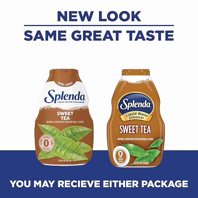 SPLENDA Liquid Water Enhancer Drops, Sugar Free, Zero Calorie, Natural Flavor, Concentrated Drink Mix, 3.11 Fl Oz Each Bottle (Sweet Tea, 2 Pack)