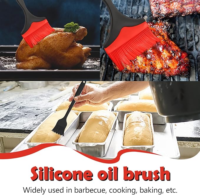 Extra Large Silicone Basting Pastry Brush, 3.9in Wide Heat Resistant Silicone Basting Brush for Cooking Baking Grilling and Spreading Oil BBQ Sauce Butter Marinade, Dishwasher Safe, 3Pcs