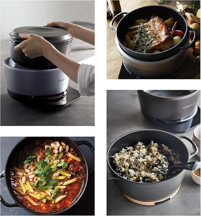 Vermicular Musui–Kamado (RICEPOT) | Cast Iron Induction Cooker | Precision Multicooker | Japanese Rice Cooker | Slow Cooker | Non-Toxic Enameled Cast Iron Pot | Charcoal | US Model (120V)