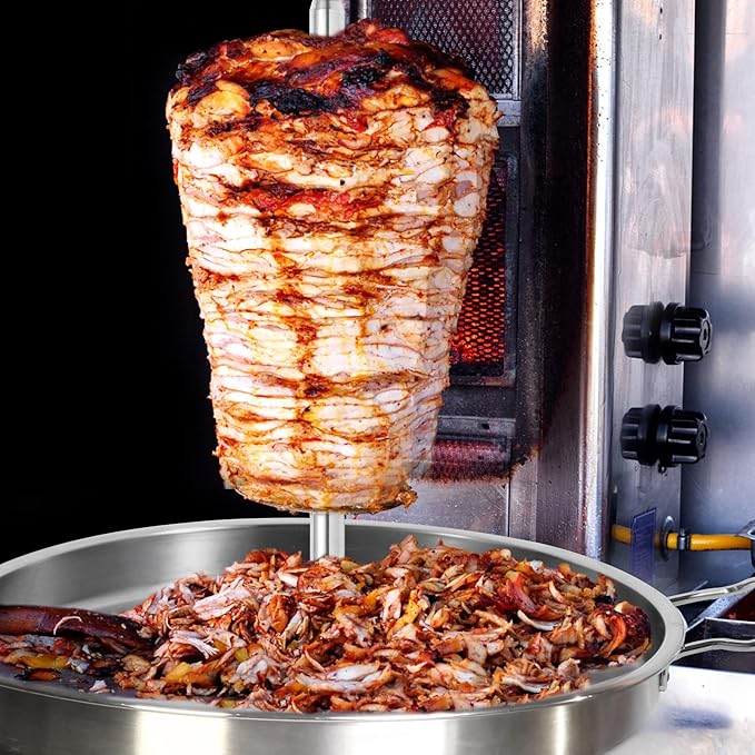 Vertical Skewer Grill.Stainless Steel al pastor skewer for grill .Vertical Skewer griddle,Vertical spit, Turkey roasting pan, Barbecue Grill Stand,Roasting pan, Great for Tacos Al Pastor,