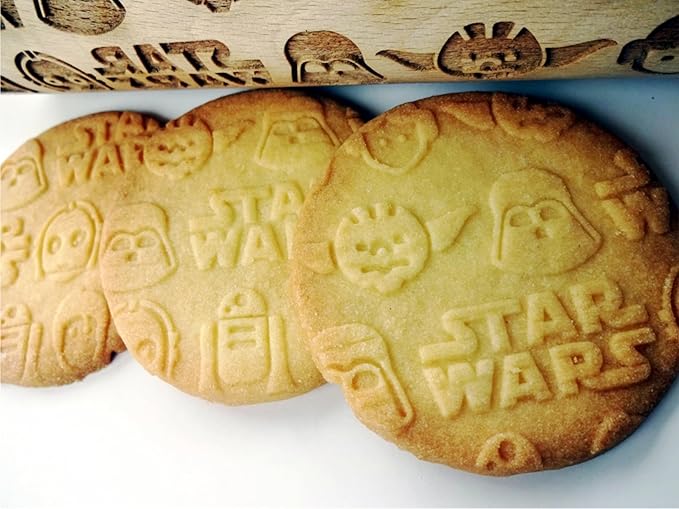 STAR ROLLING PIN WOODEN EMBOSSING ROLLING PIN for homemade cookies