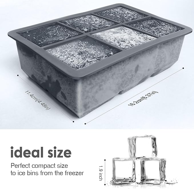 Silicone Ice Cube Trays 3 Pack - Large Size Silicone Ice Cube Molds with Leak Proof Removable Lid Square Ice Cube Tray And BPA Free for Cocktail,Whiskey, Stackable Flexible Ice