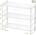 Expandable Stackable Aadjustable Shoe Rack Pantry Shelf for Kitchen Cabinets Counter Shelves Countertop Cupboard Storage Solution,Sturdy Heavy-Duty Metal Construction(3Packs/White/Large)