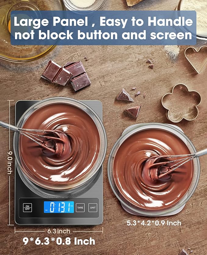 Nicewell Food Scale, 22lbs Digital Kitchen Grey Stainless Steel Scale Weight Grams and oz for Cooking Baking, 1g/0.1oz Precise Graduation,Tempered Glass (Dark Gray)
