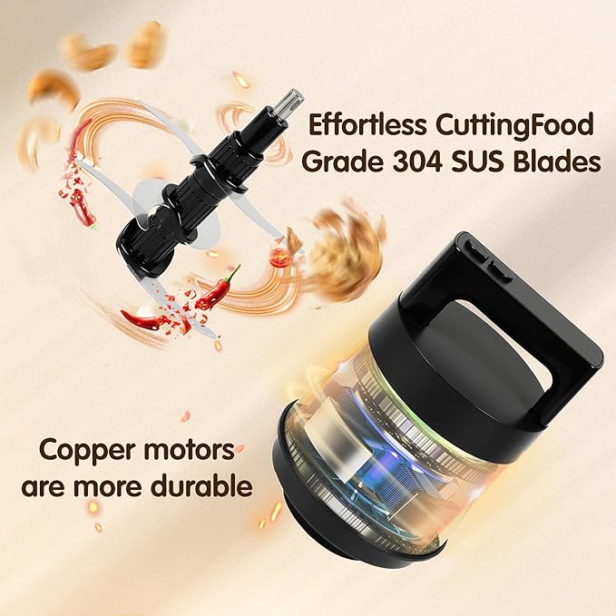 Large Food Processor Meat Grinder - Electric Chopper for Ice,Yam,Vegetable&Food Blender,1200W Powerful Copper Motor - Includes 3 Sets of Bi-Level Blades and 1Bowl 25Cup/6L