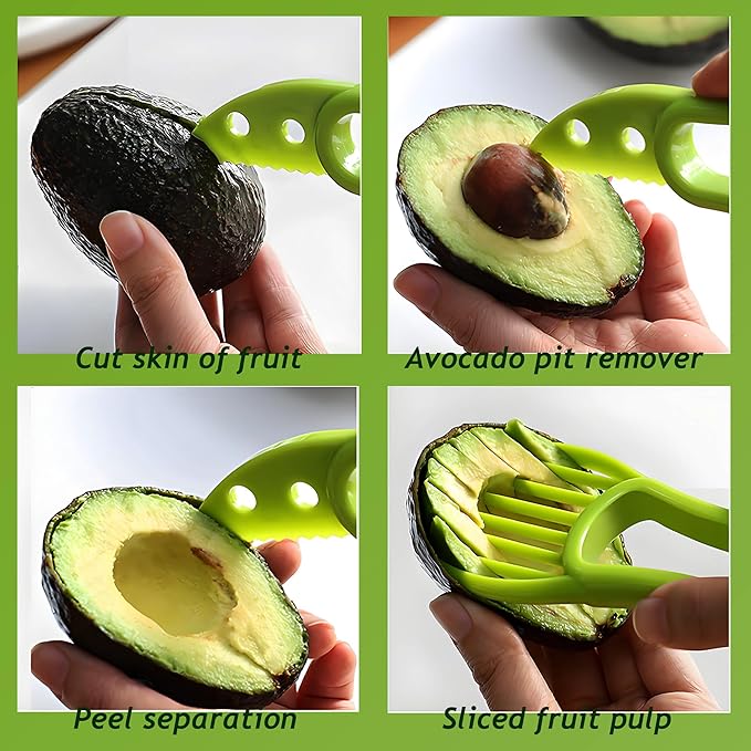 Avocado Slicer Tool 3 in 1, Avocado Pit Remover Kitchen Gadgets, Avocado Corer Tool, Fruit & Avocado Peeler Tools (Sky Blue)