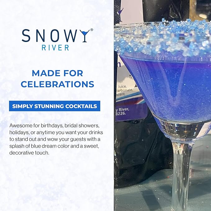 Snowy River Blue Dream, Cocktail & Margarita Sugar Rimmer - Vibrant Naturally Colored Sugar for Cocktail Rimming, Baking & Decorating, Medium Crystal - 4oz