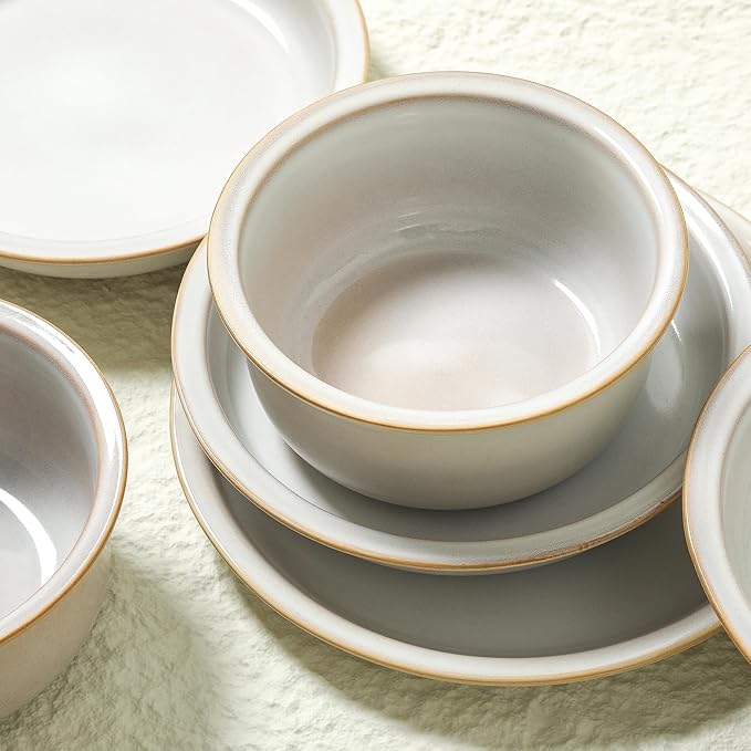 Stone Lain Slate 12-Piece Dinnerware Set Stoneware, Plates and Bowls Set, Dishwasher and Microwave Safe, Dish Set for 4, White