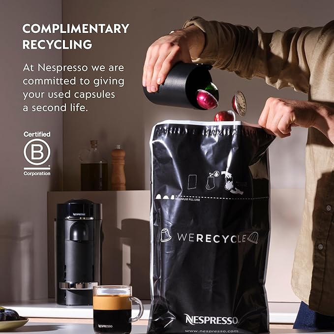 Nespresso Festive Vertuo Pop+ Deluxe Coffee and Espresso Maker by Breville with Milk Frother, Matte Black Gold