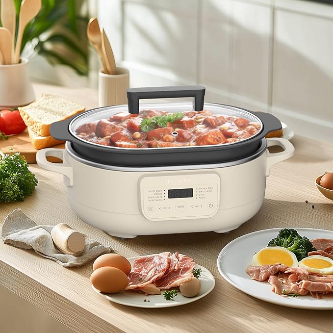 MAGNIFIQUE 6 Quart Multi-Cooker with 8-in-1 Casserole Programmable Slow Cooker, Dutch Oven, Pasta, Nonstick, Oven Safe Pot to 500°F Oatmeal Oatmeal