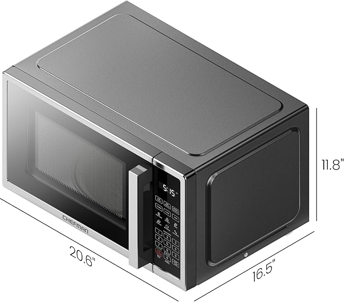 Chefman Countertop Microwave Oven 1.1 Cu. Ft. Digital Stainless Steel Microwave 1000 Watts with 6 Auto Menus, 10 Power Levels, Eco Mode, Memory, Mute Function, Child Safety Lock, Easy Clean