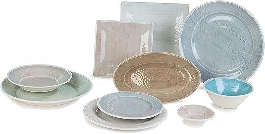 Carlisle FoodService Products Grove Resuable Plastic Oval Plate with Wide Rim for Home and Restaurant, Melamine, 12 x 8 Inches, Smoke