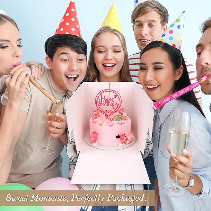 Cakebon Cake Boxes with Boards - 10 Inch Round Cake Drum White (1-pack) - Box With Window for Birthdays, Weddings and Parties