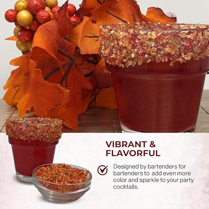 Snowy River Thanksgiving, Cocktail & Margarita Sugar Rimmer - Vibrant Naturally Colored Sugar for Cocktail Rimming, Baking & Decorating, Medium Crystal - 8oz