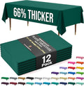 Exquisite 66% Thicker Premium Plastic Table Cloth Rectangle Table Cover 0.5 Mil 12 Pack Dark Green Table Cloth 54 Inch x 108 Inch Disposable Tablecloth Won't Tear Easily Like Cheap Thin Brands