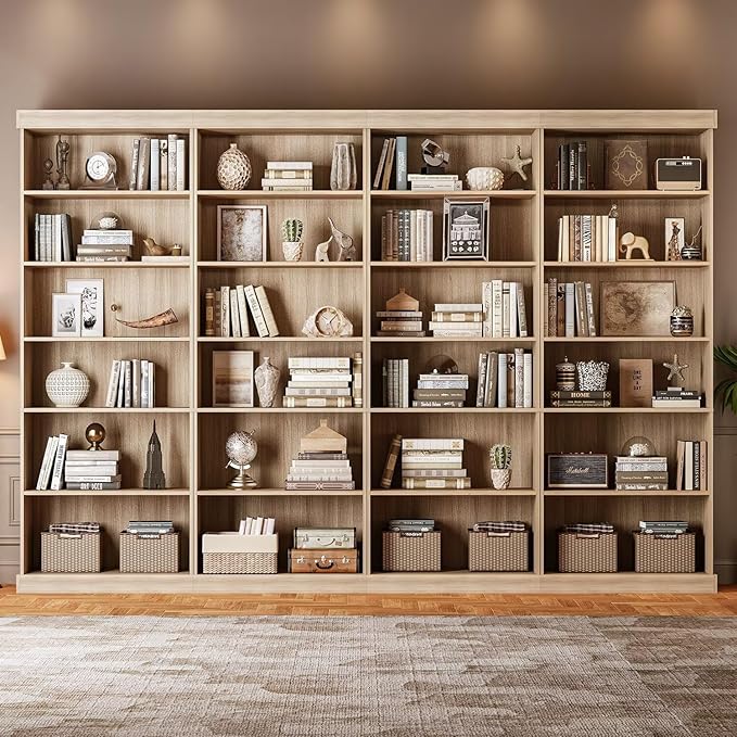 70.8" Tall Brown Bookshelf, Farmhouse Modular Bookcase with 6-Tier Adjustable Shelves, Large Storage Cabinet for Home Office, Living Room