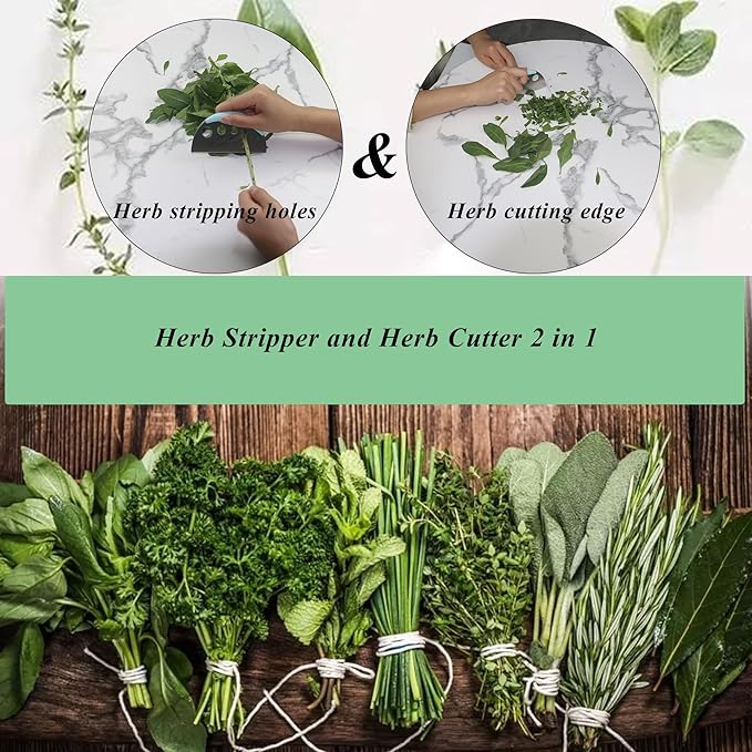 Herb Stripper and Herb Cutter 2 in 1,Herb Stripping Tool Herb Chopper Cilantro Chopper Best Kitchen Gadgets Presents for RV Owners Campers Chefs and Cooking Lovers,1PCS,Blue,Stainless Steel