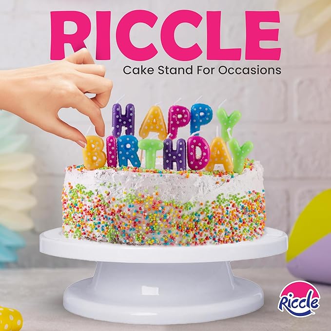 Riccle 94 pcs Cake Decorating Kit with Cake Turntable - Includes 50pcs 12 Inch Disposable + 2 Reusable Piping Bags and Tips Set, 24 Icing Piping Tips, 2 Spatulas, 3 Icing Comb Scraper, 6 Cake Liners