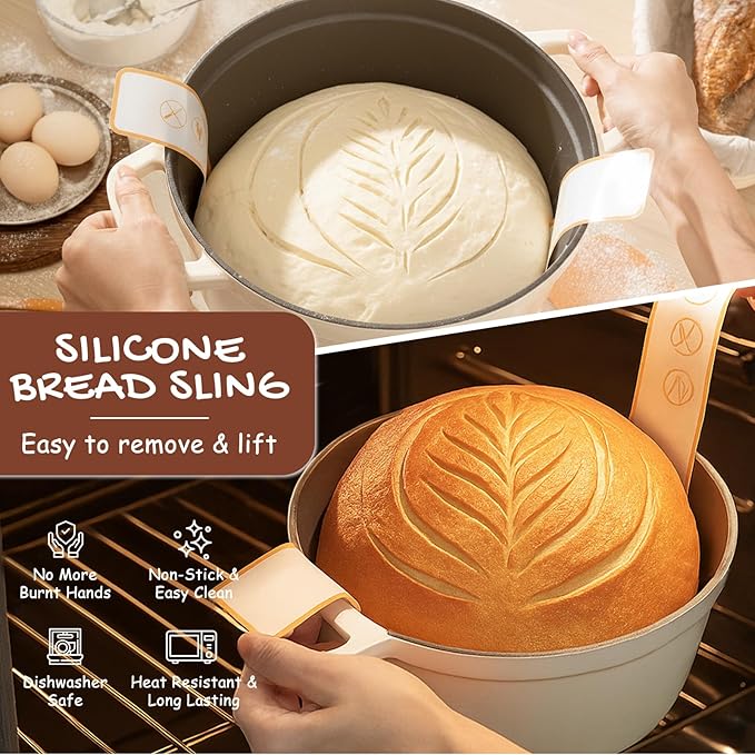 Astercook Sourdough Starter Kit with Round & Oval Banneton Bread Proofing Basket, Bread Sling, Starter Jar, Dough Whisk, Scrapers, Stencils, Cooling Rack & Bag Complete Sourdough Bread Baking Supplies