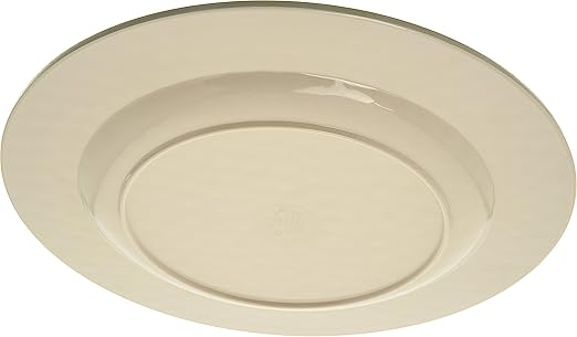 Carlisle FoodService Products Grove Reusable Plastic Plate Dinner Plate with Wide Rim for Home and Restaurant, Melamine, 11 Inches, Buff, (Pack of 12)