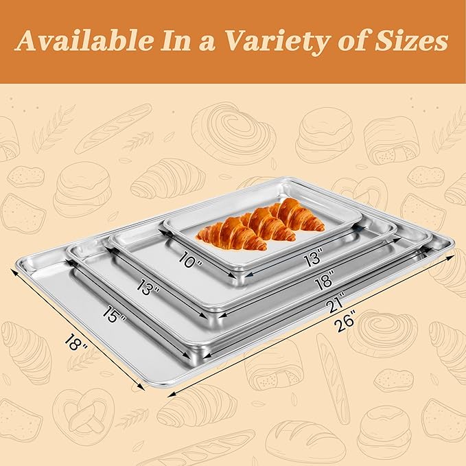 12 Pack Half Size Baking Sheet Pans, Aluminum Commercial Cookie Sheets Non-Stick, 18"x13"
