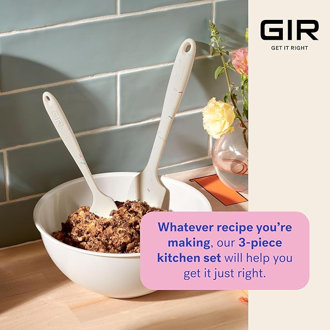 GIR: Get It Right 3-Piece Ultimate Silicone Kitchen Utensils Set - Spatula, Flip & Spoonula - Non-Toxic Cooking Utensils for Nonstick Cookware, Cooking and Baking - Slate