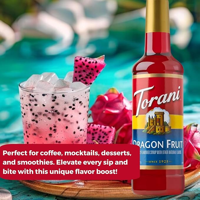 Jimoco® Syrup Pump Dispenser + Torani® Dragon Fruit Syrup, 25.4 oz - Coffee Syrup Pump & Flavoring Bundle