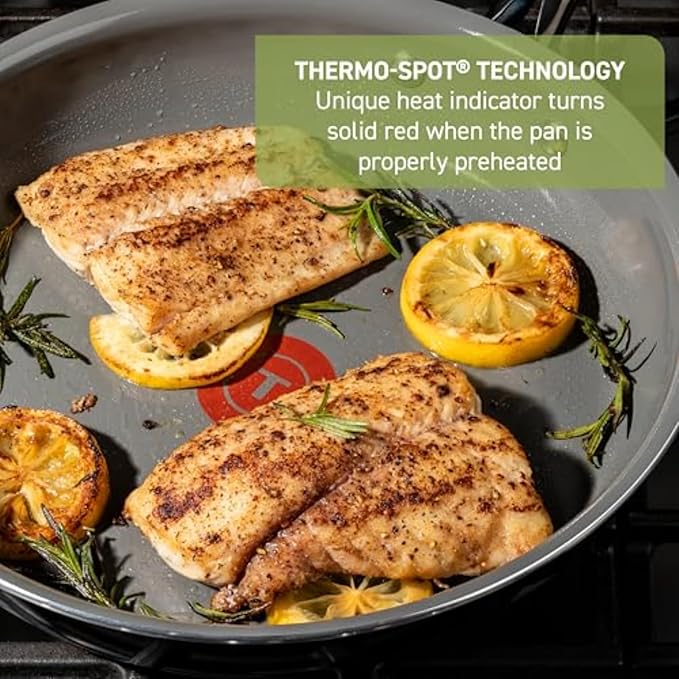T-Fal Preserve Ceramic Nonstick Saute Pan with Lid 5.5 Qt, Oven and Broiler Safe up to 350°F Cookware, Frying Pan, Stay-Cool Handle, Skillet Pots and Pans, Black