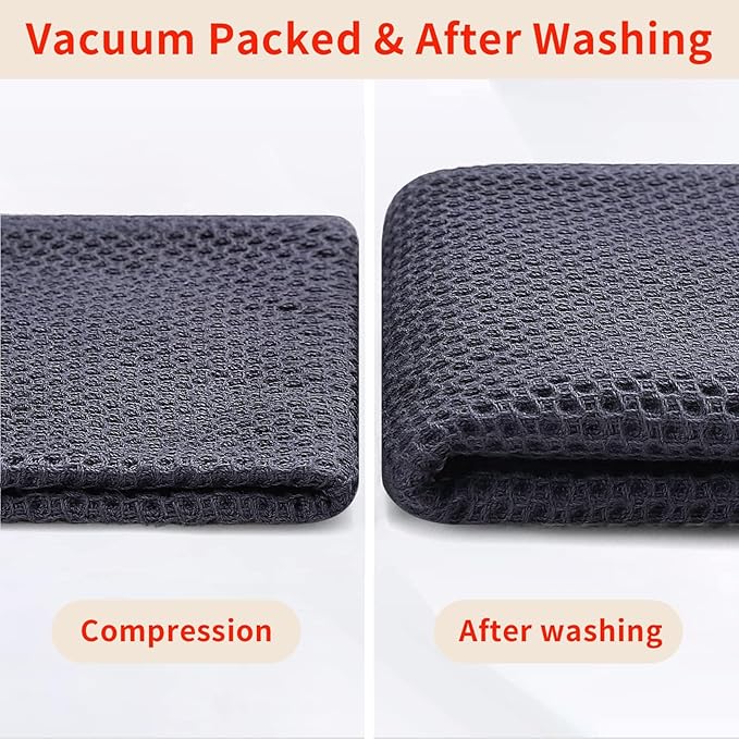 Homaxy 100% Cotton Waffle Weave Kitchen Dish Cloths, Ultra Soft Absorbent Quick Drying Dish Towels, 12 x 12 Inches, 24-Pack, Dark Grey