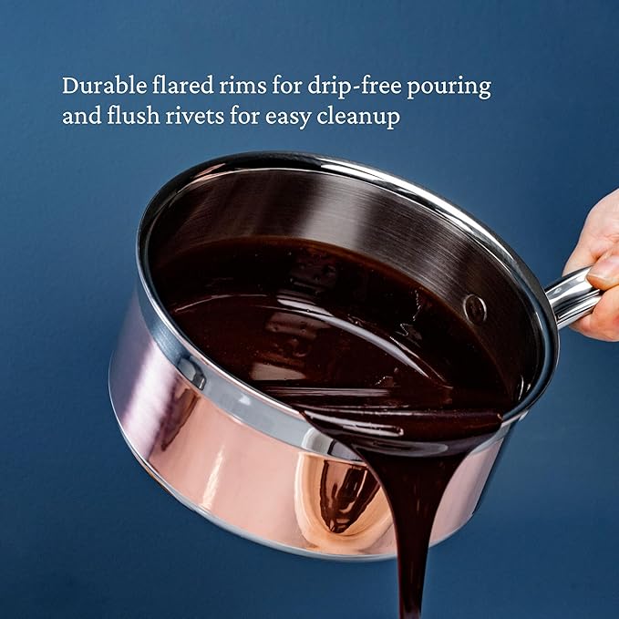 Hestan - CopperBond Collection - 100% Pure Copper Sauce Pan, Induction Cooktop Compatible, 1.5 Quart