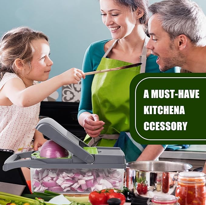 15 in 1 Professional Vegetable Multi-Functional Food Cutting Machine - Salad, Cheese Grater, Mandolin Slicer and Container