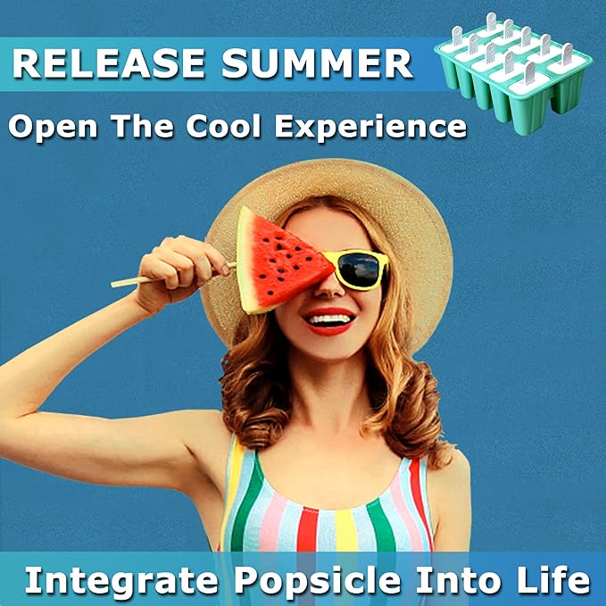 Silicone Popsicle Molds 12-cavity, DIY Ice Pop Mold for Kids Adult Teens, BPA Free Ice Cream Molds for Party Yogurt Juice Smoothies Sticks