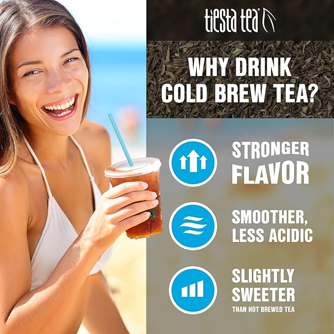 Tiesta Tea - Meyer Lemon Zest Cold Brew, Loose Leaf, Premium Blend, Non-Caffeinated Iced Tea, 10 Cold Brew Packets, Makes One 64oz Pitcher