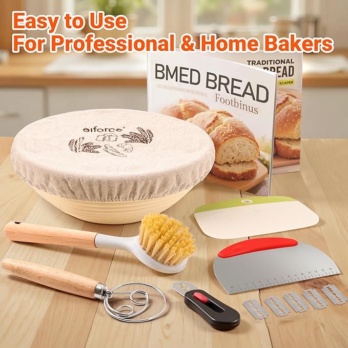 Banneton Sourdough Proofing Basket Kit,10"Round & 11"Oval Proofing Basket with Liners & Covers,Bread Baking Supplies for Home or Professional Sourdough Bakers Baking Tool