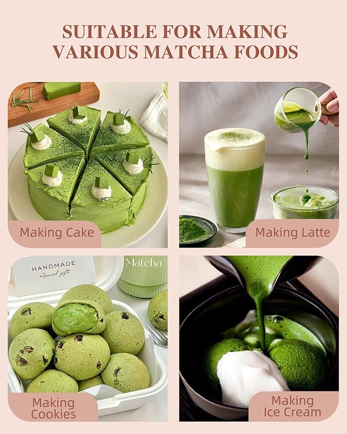 ZENS Matcha Whisk Set, Pink Ceramic Matcha Bowl with Embossed Sakura, 6pcs Matcha Tea Kit Includes Bamboo Whisk, (Chasen Holder) Scoop & Sifter, Tea Towel for Matcha Ceremony, Pink