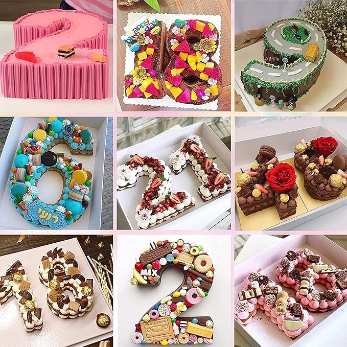 Ducodocu Large Number Cake Pan for Baking 3D Silicone Cake Mold DIY Baking Mold Novel Cake Tins for Birthday Wedding Anniversary Number of 3