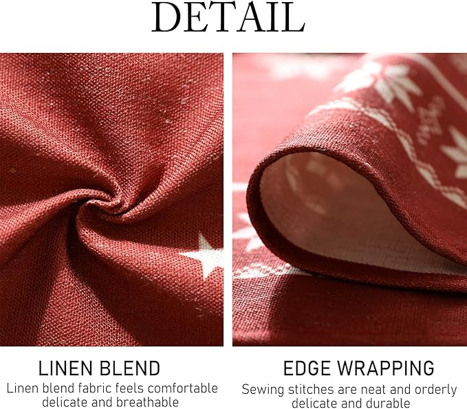 ISAENNE Designer Christmas Red Square Tablecloth,Linen Table Cloth with Snowflakes Pattern,Wrinkle Resistant Decor Tablecloths for Dining Kitchen Thanksgiving Christmas,67"*67"-Carol C