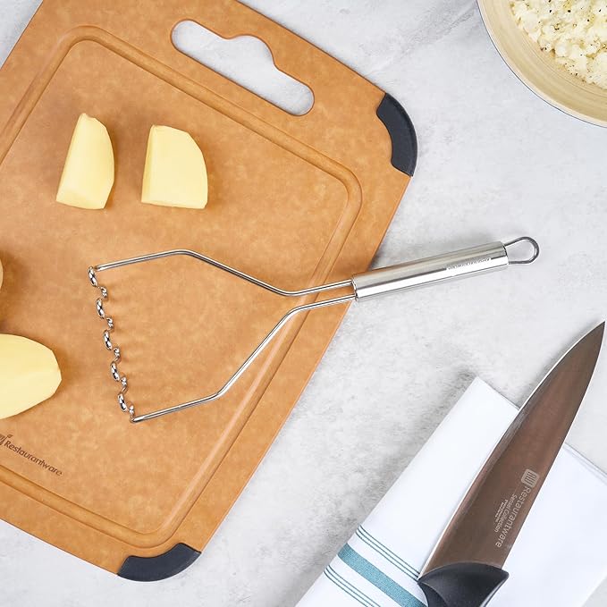 Restaurantware-German Standard Wire Mashers With Ergonomic Handle, 24 Heavy-Duty Potato Mashers - Dishwashable, Durable, Stainless Steel Food Mashing Tool, For Avocado, Beans, Sweet Potatoes, And More