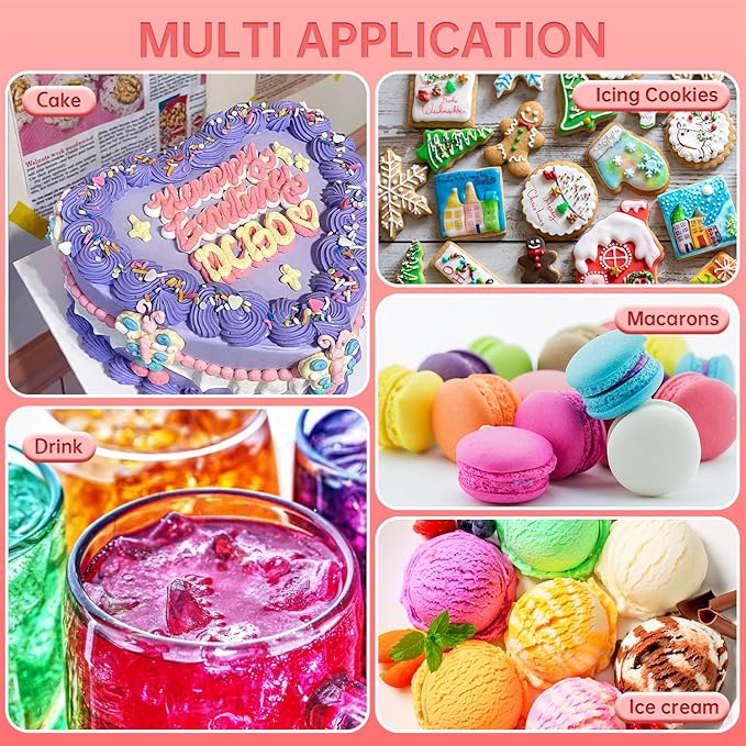 Gel Food Coloring Set - 16 Colors Concentrated Vibrant Edible Food Grade Dye for Baking, Cake, Cookie Decorating, Fondant, Icing, Frosting, Macaron, DIY Crafts - 10.82 fl.oz (20ml/Bottle)