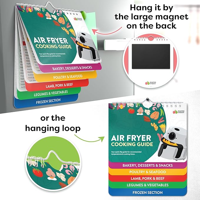 Air Fryer Cheat Sheet Magnets Cooking Guide Booklet - Air Fryer Cookbooks - Air Fryer Liners - Air Fryers Kitchen Gifts Gadgets 2025 and 2026 - Air Fryer Accessories - Air Fryer Cooking Guide