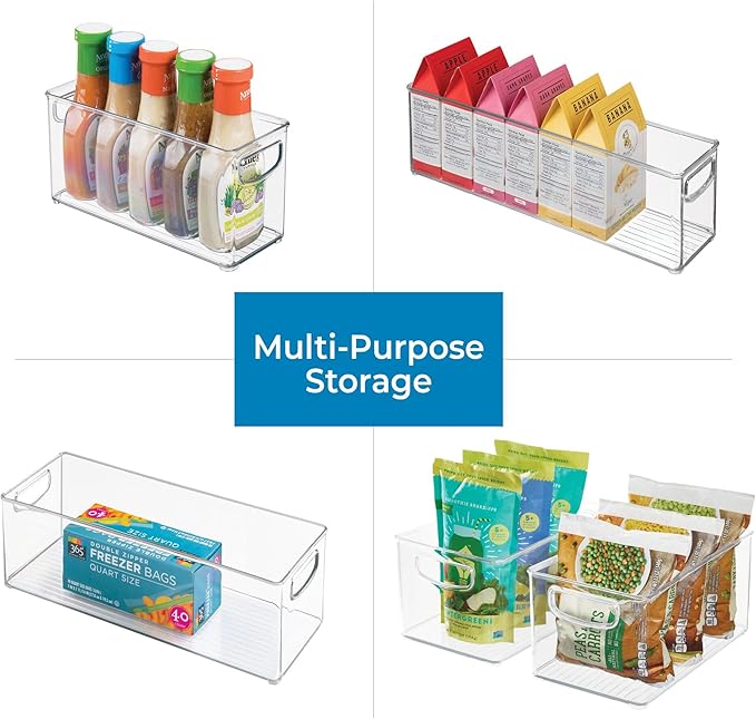 iDesign Stackable Pantry Bins with Handles, 4 Different Sizes, 5 Pack, Clear, Made in USA