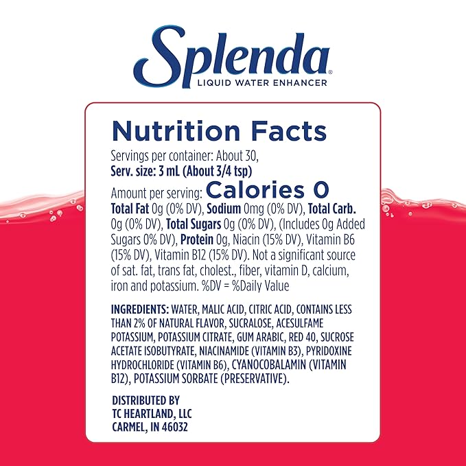 SPLENDA Liquid Water Enhancer Drops, Sugar Free, Zero Calorie, Natural Flavor, Concentrated Drink Mix, 3.11 Fl Oz Each Bottle (Fruit Punch, 2 Pack)