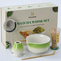 Matcha Whisk Set - 5 Pcs Matcha Kit with Bowl, Japanese Matcha Set, Matcha Bowl with Spout, Matcha Whisk, Chasen Holder, Sifter and Bamboo Scoop, Tea Gift Ceremony Sets for Matcha Lovers