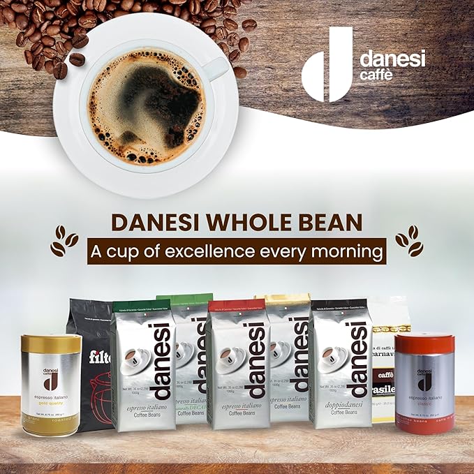 Danesi Caffe Italian Whole Coffee Beans - Espresso Coffee Beans and Medium Roast Whole Bean - Classic (4.4 lb)