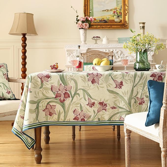 patdrea Designer French Green Small Tablecloth for Square Table,Elegant Violets Pattern Tablecloths,Table Cover Cloth Fall Decor for Kitchen Dining Christmas,Thanksgiving,55"x55"-Tara a